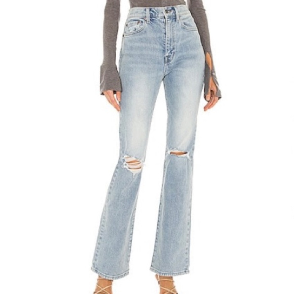 Pistola High Waist Flare Jeans Ripped Knee NEW